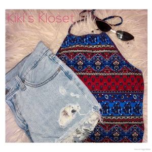 Tribal print crop top